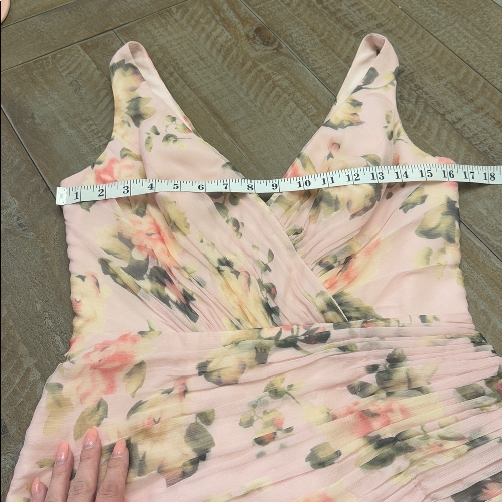 IEENA FOR MAC DUGGAL
Light Pink Floral Print Asymmetrical Ruffle Hem Dress - Picture 5 of 15